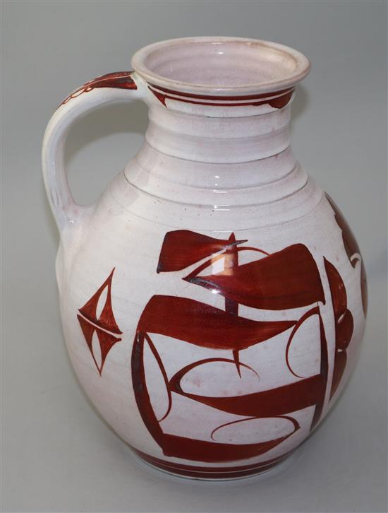 Alan Caiger-Smith MBE (born 1930). A large tin glaze lustre jug, 28cm